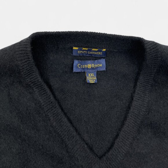 Club Room Cashmere Sweater Black Long Sleeve V-Neck Men's 2XL - Picture 2 of 5